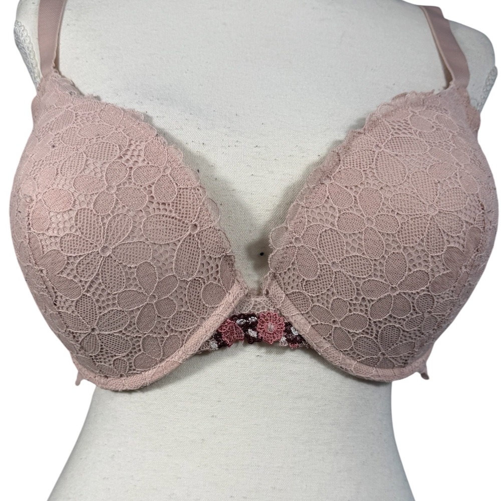 Jessica Simpson Bra Womens 38D Rose Smoke Floral‎ Lace Embroidered Straps